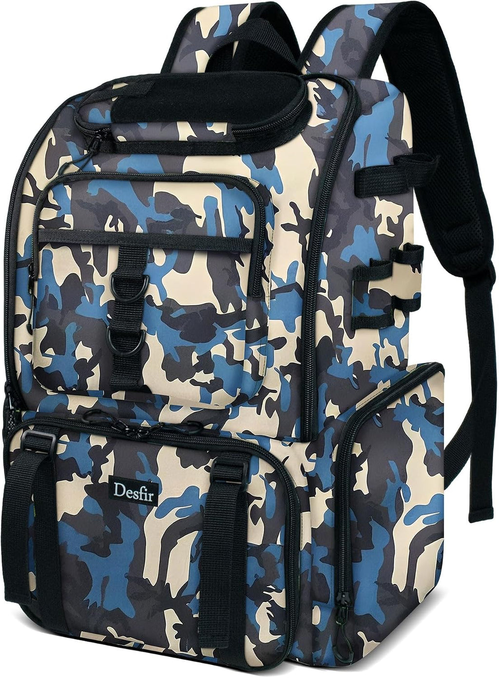 Handor Fishing Tackle Backpack, 50L Capacity, Waterproof Fishing Gear Bag (Camouflage Rose)