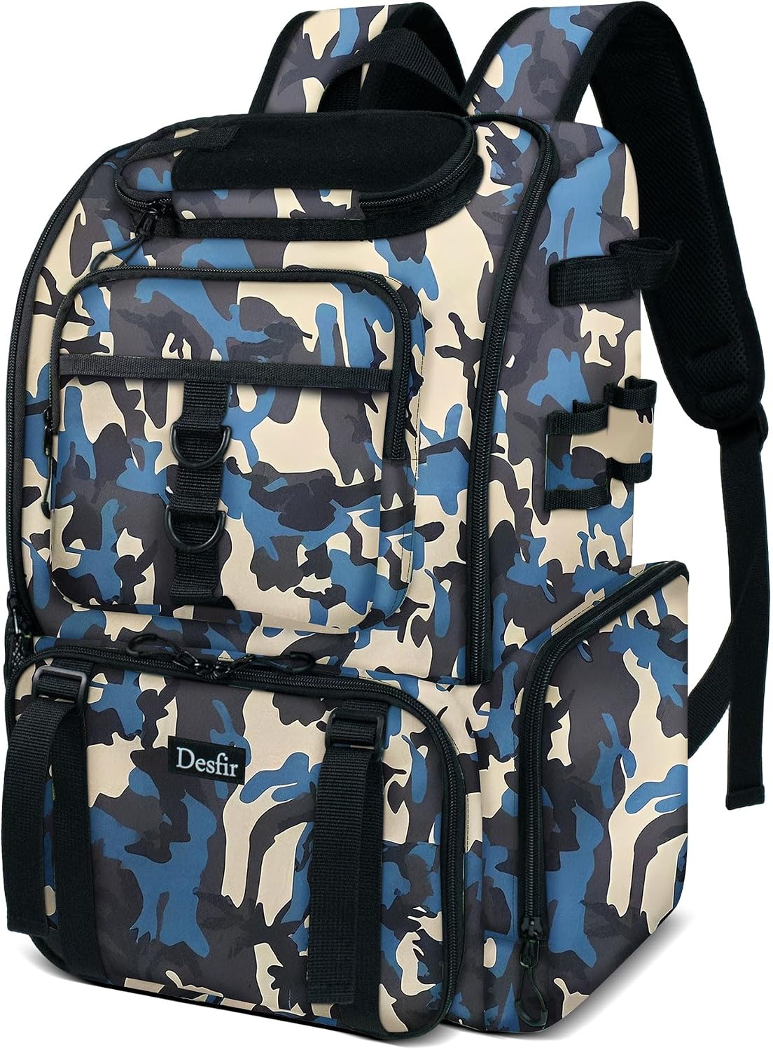Handor Fishing Tackle Backpack, 50L Capacity, Waterproof Fishing Gear Bag (Camouflage Rose)