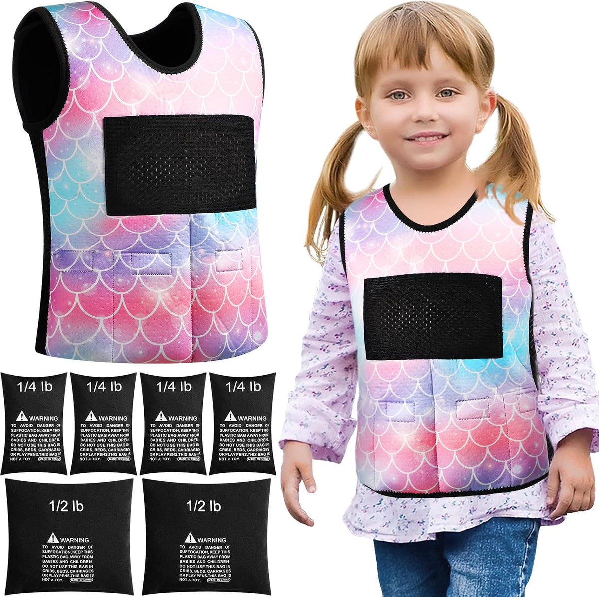 Janmercy Weighted Vest for Kids, Rocket, Small, Dark Blue