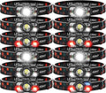 Headlamp Rechargeable 12Pack, 3000 Lumen Ultra-Light Bright Headlamp Flashlight with White Red Light, LED Headlight Motion Sensor, 5+5 Mode for Outdoor Camping Fishing Running Hiking (12)