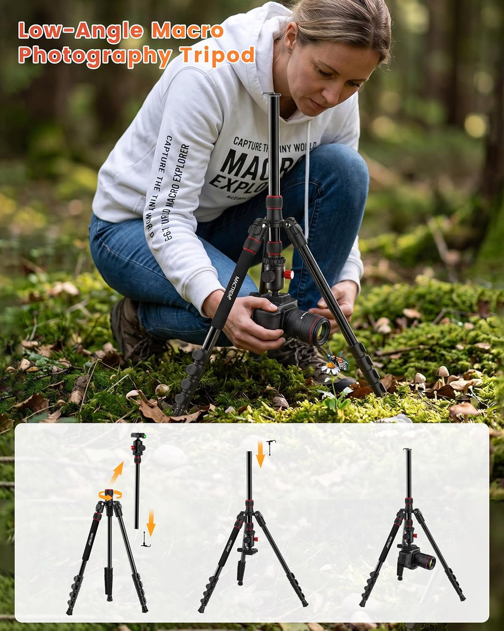 MACTREM 90in 2-in-1 Camera Tripod Monopod Aluminum Heavy Duty Travel Tripod