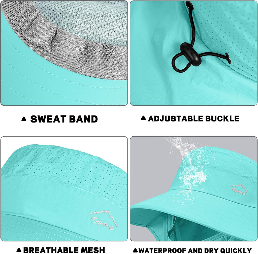Rosoz Sun Hat for Men Women with Neck Flap& Removable Face Cover Wide Brim
