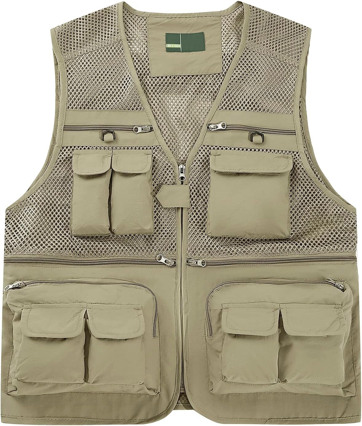 Ziker Men's Mesh Breathable Openwork Camouflage Journalist Photographer Fishing Vest Waistcoat Jacket Coat