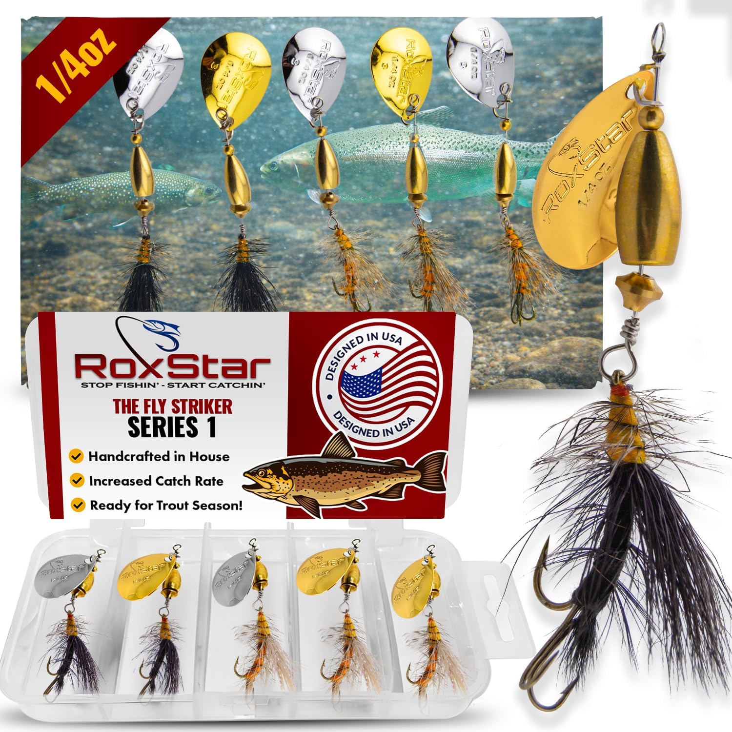 RoxStar Fly Strikers Proven Nationwide to Out-Fish Any Spinner | Hand-Tied in The USA | Most Versatile Fishing Spinner Ever! Trout, Bass, Steelhead