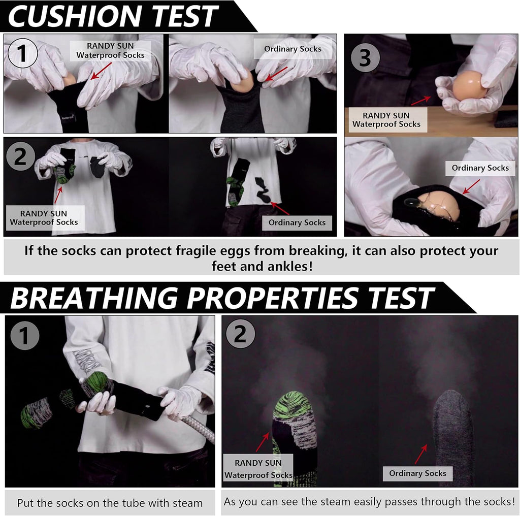 RANDY SUN Waterproof Breathable Socks, [SGS Certified] Unisex Skiing Trekking Hiking Wading Trail Socks