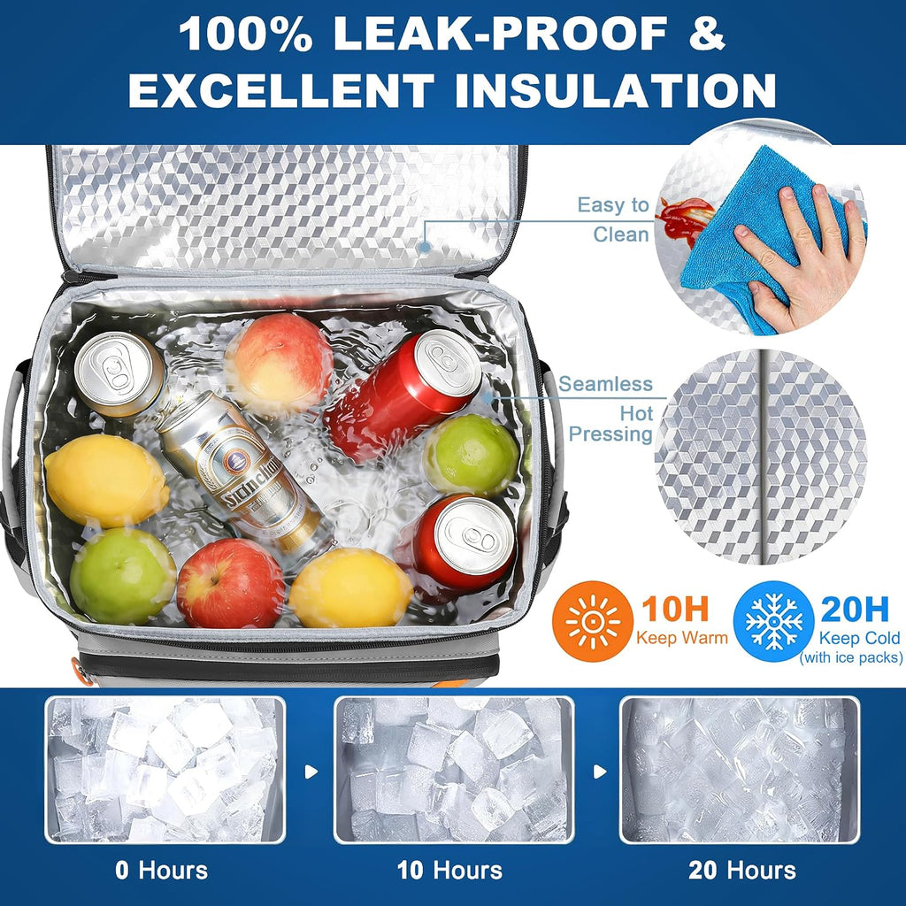 50 Can Large Waterproof Insulated Cooler Backpack, Leakproof Lunch Ice Bag