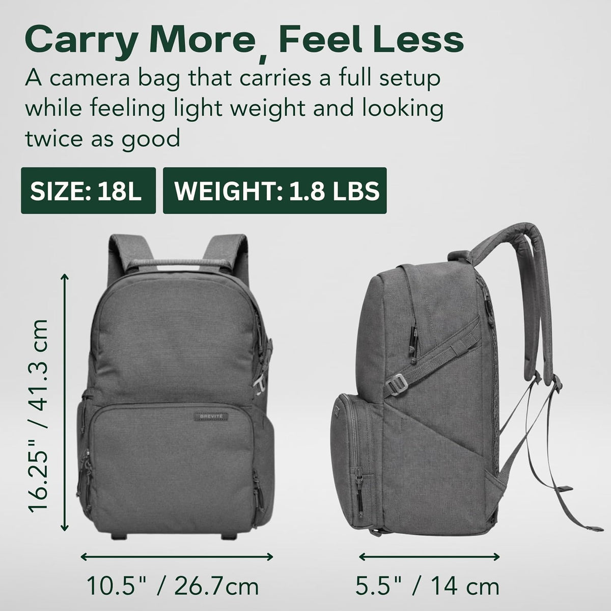 BREVITE Jumper Compact Camera Backpack 2026 Edition: A Minimalist & Travel-friendly Photography Backpack For DSLR Camera & Laptop w/Reinforced Straps & Stiffer Dividers (18L) (Poppy Seed Color)
