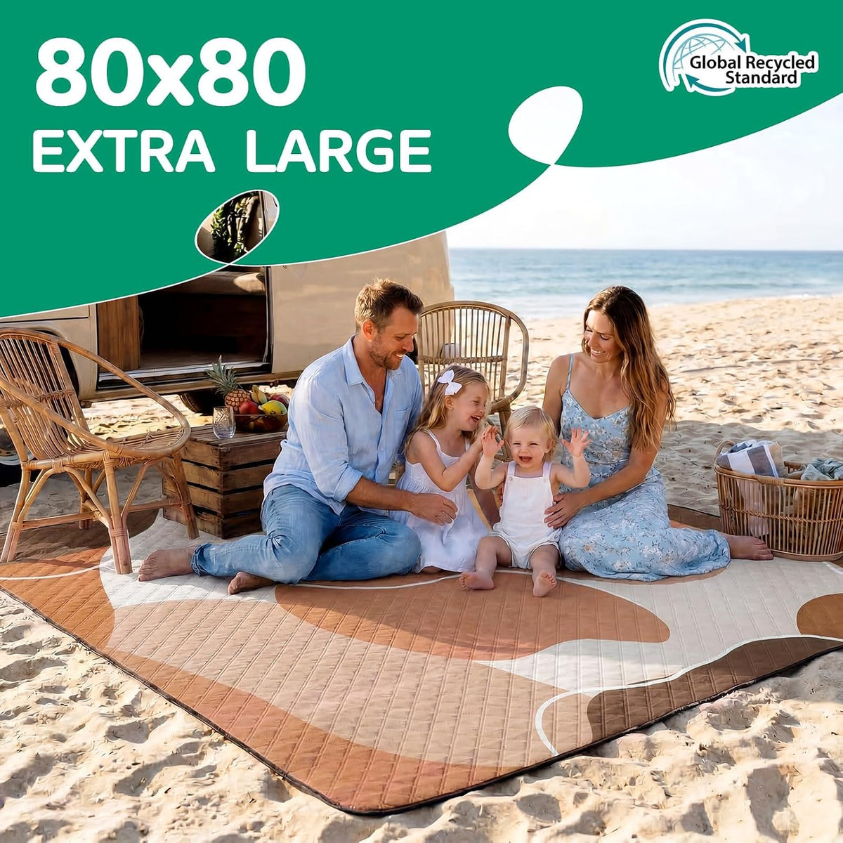 RYCHIC Waterproof Beach Blanket Picnic Outdoor Camp Mat RugTowel Family Beach Trip Essentials Summer Vacation Must Have Travel Accessories Lake Day Necessities Thing Need Gear Gift Supplies 2026