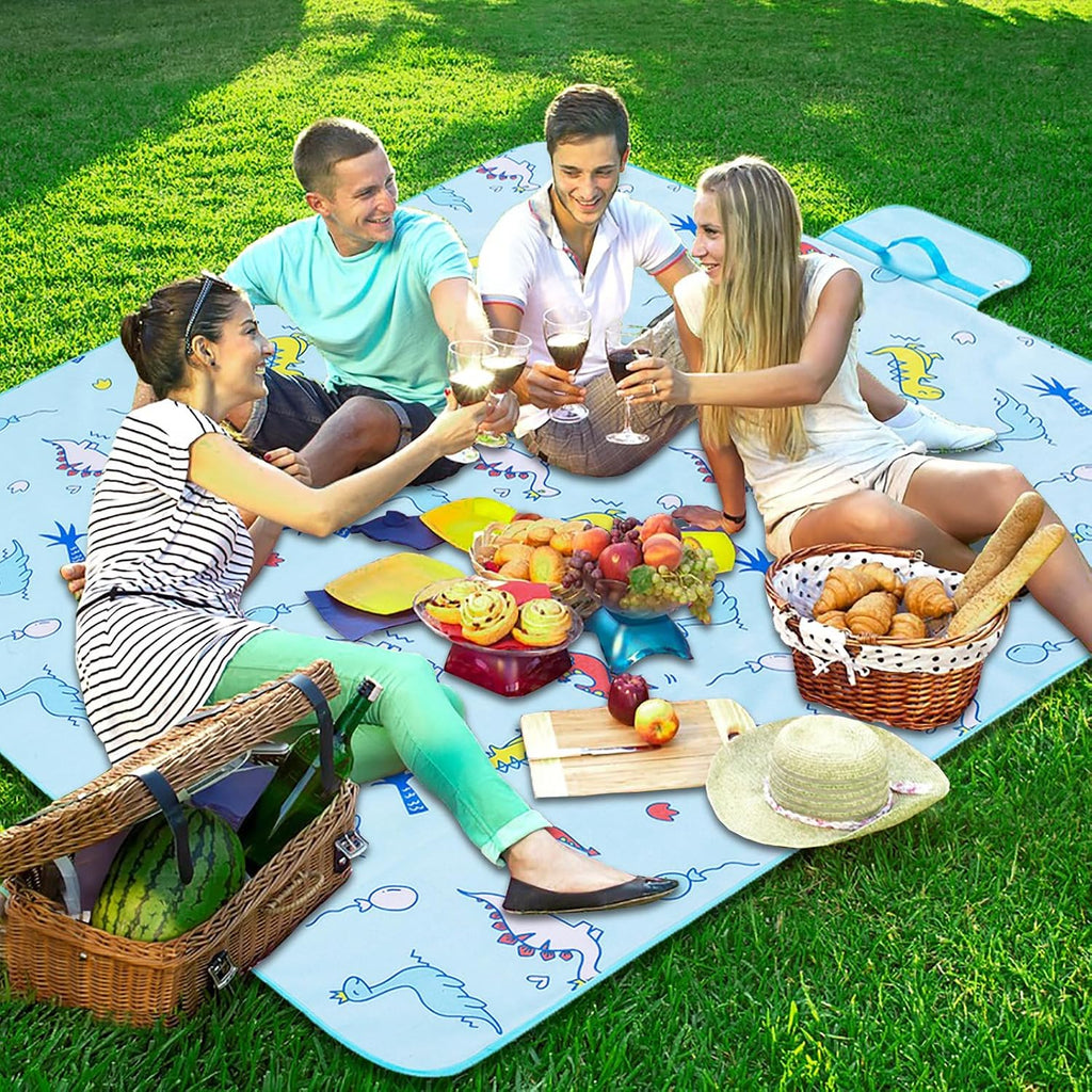 Large Picnic Blanket Waterproof Sand Free Beach Mat Foldable Picnic Mat Sandproof Beach Blanket Extra Large Grass Concert Blanket for Sporting Events, Family Picnic, Camping, Travel, Park