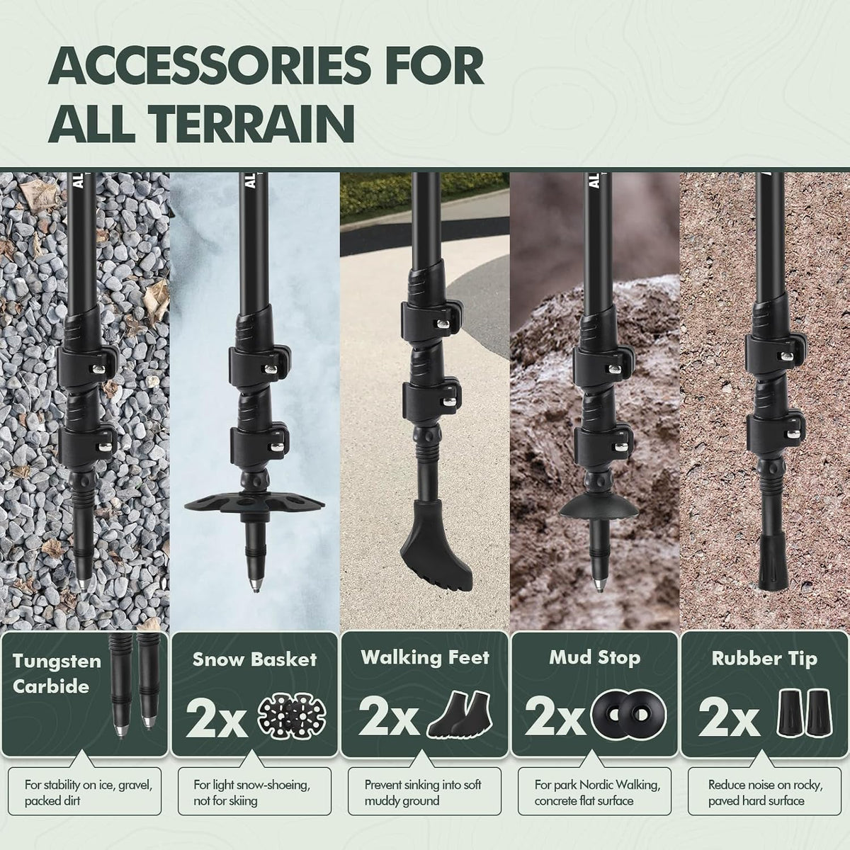 KINGGEAR Trekking Poles 7075 Aluminum Lightweight Hiking Sticks
