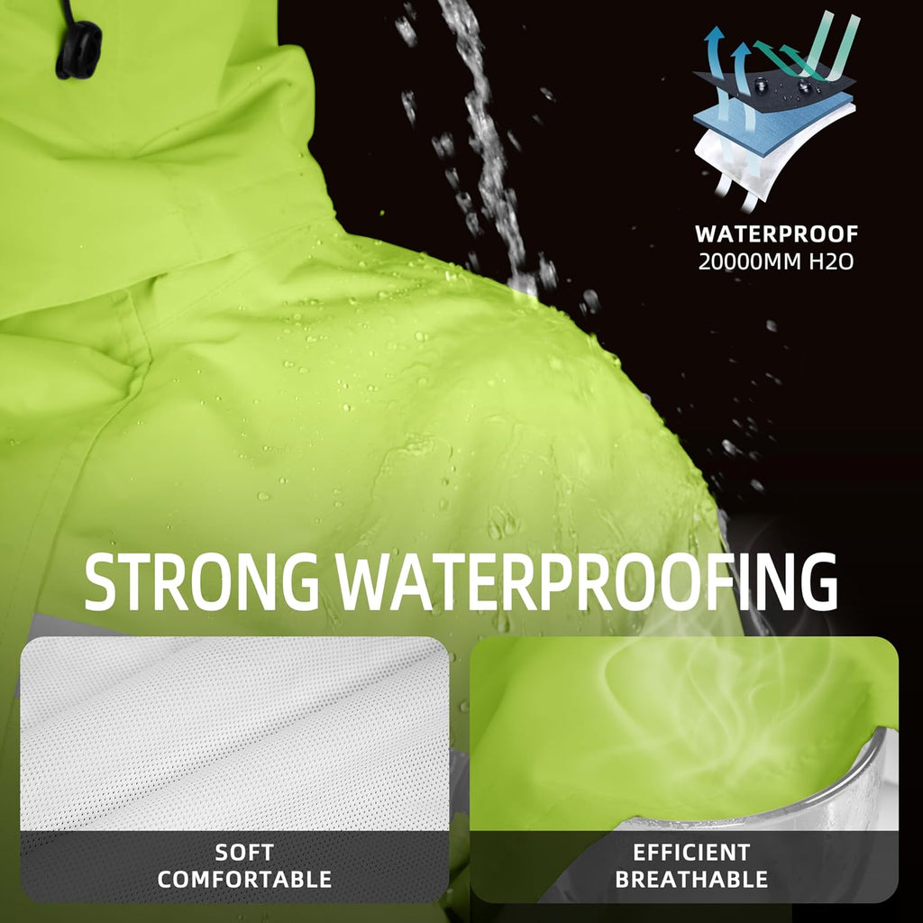 Coralrain Rain Suit Safety Waterproof Rain Jacket and Trouser Suit Raincoat With Hood lining For Men Women Adults Breathable