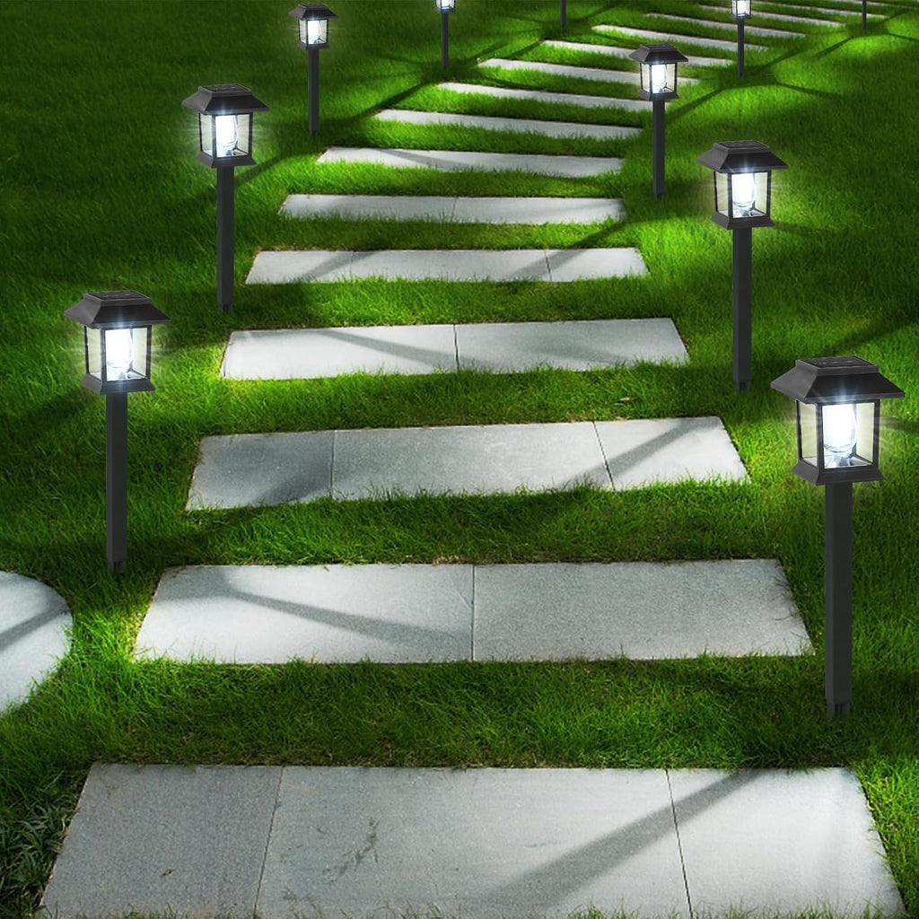 Greluna Solar Pathway Lights Outdoor,12 Pack Cool White 6000K Solar Lights, | Waterproof Auto On/Off Dawn to Dusk Landscape Lights for Garden, Path, Yard, Patio, Driveway,Walkway Decor