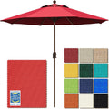 EliteShade USA 10-Year-Non-Fading 9Ft Market Patio Umbrella, UPF 50+ UV Protection Performance Sun Umbrella, Heavy Duty Commercial Grade Outdoor Table Umbrella with Crank & Tilt, Windproof Vented Top for Garden, Pool, Deck and Outdoor Playsets, Logo Red