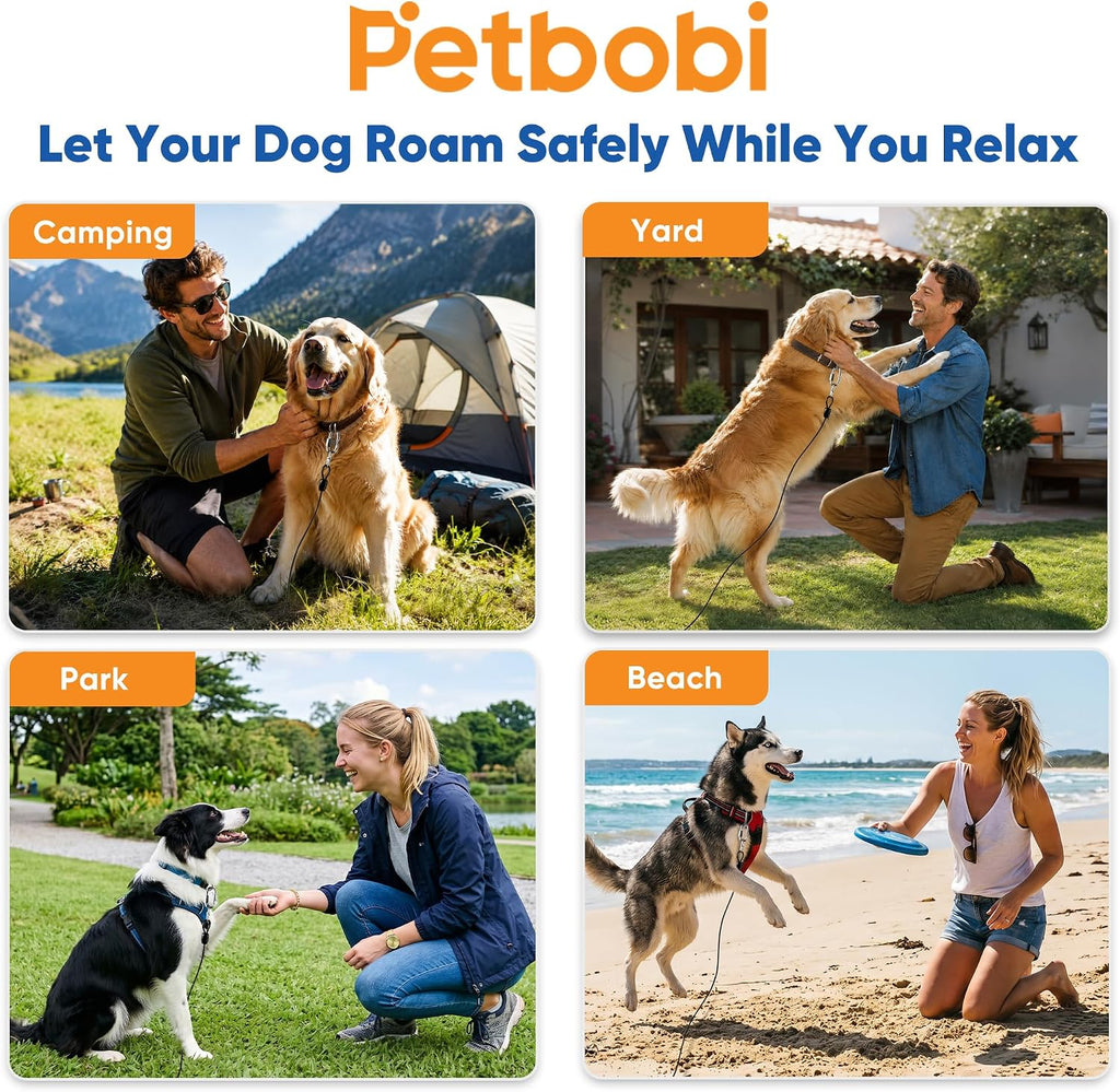 Petbobi Dog Tie Out Cable & Stake, Heavy Duty 20FT Lead for 300lbs Dog