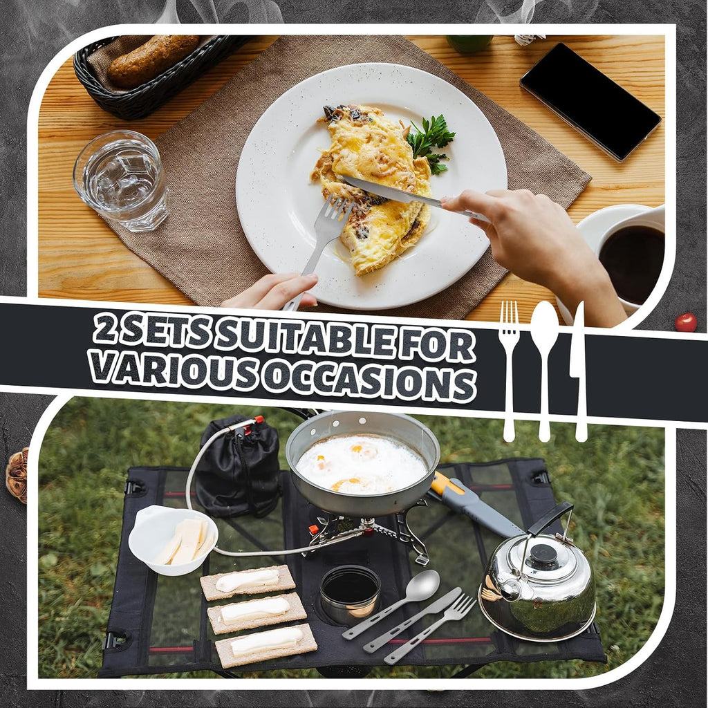 6 Pcs Pure Titanium Fork, Spoon, Knife Camping Utensils Set, Portable