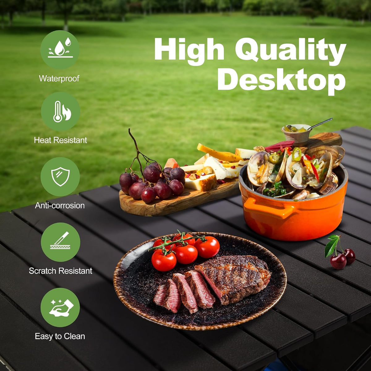 LET'S CAMP Folding Camping Table, Aluminum Roll-up Picnic Backpacking Table