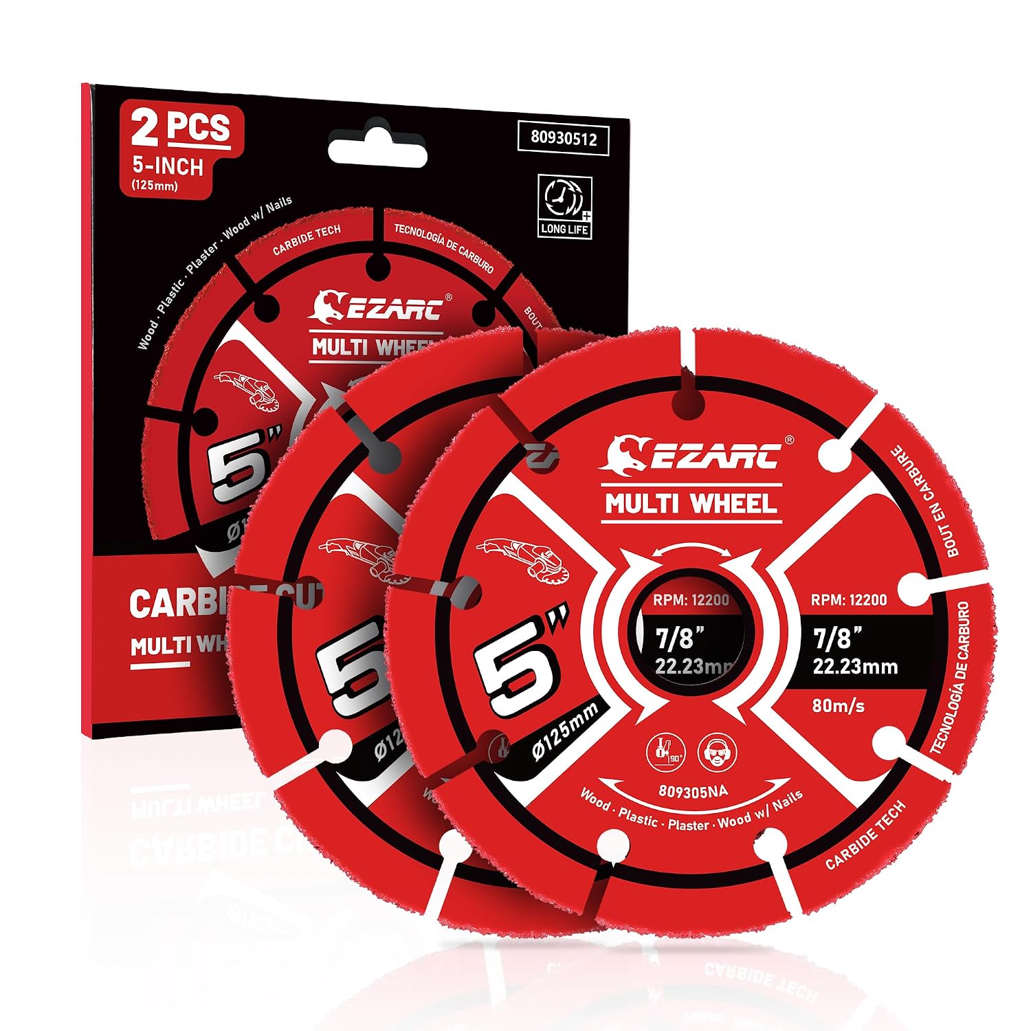 EZARC 4-1/2 Inch Carbide Cut Off Wheels for Wood, Nails, Plaster, 2-Pack