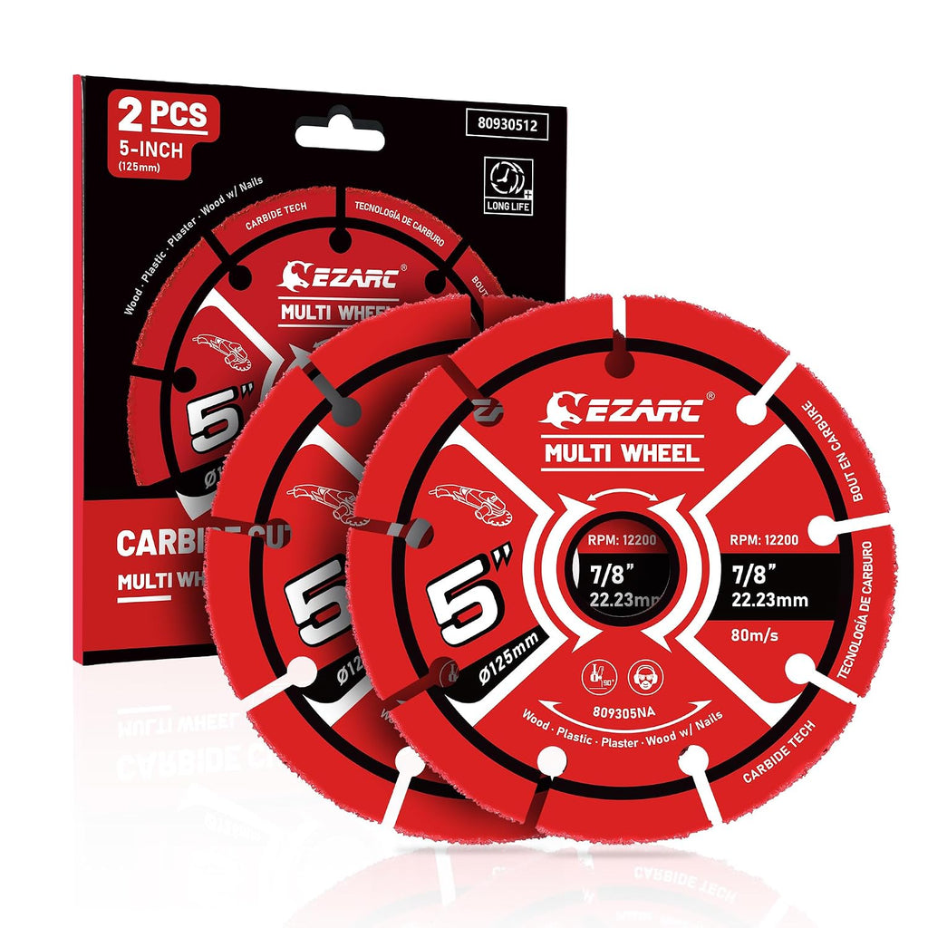 EZARC 5 Inch Carbide Cut Off Wheels for Wood, Nails, Plaster, 2-Pack