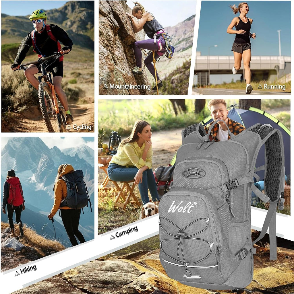 WOLT Hydration Backpack 18L Hiking Water Backpack with 2L Water Bladder for Men Women, Hydration Pack for Running Cycling Biking and Climbing