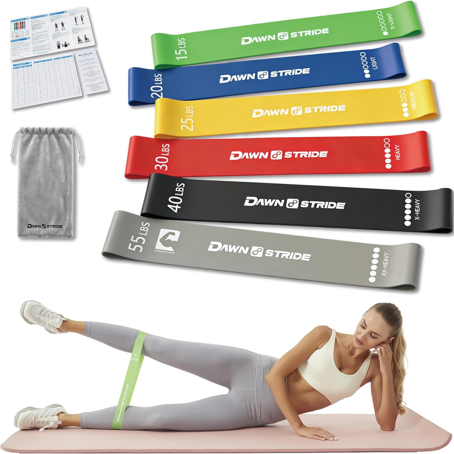 6-Level Resistance Loop Bands Up to 55LBS for PT & Strength