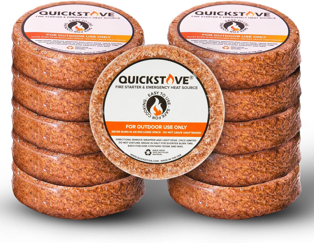 Fire Starters (10 Pack) – Waterproof Emergency Fuel Disks for Camping Essentials, Wood Stove, Fireplace, Fire Pit, Survival Kit, Campfire & Outdoor Accessories