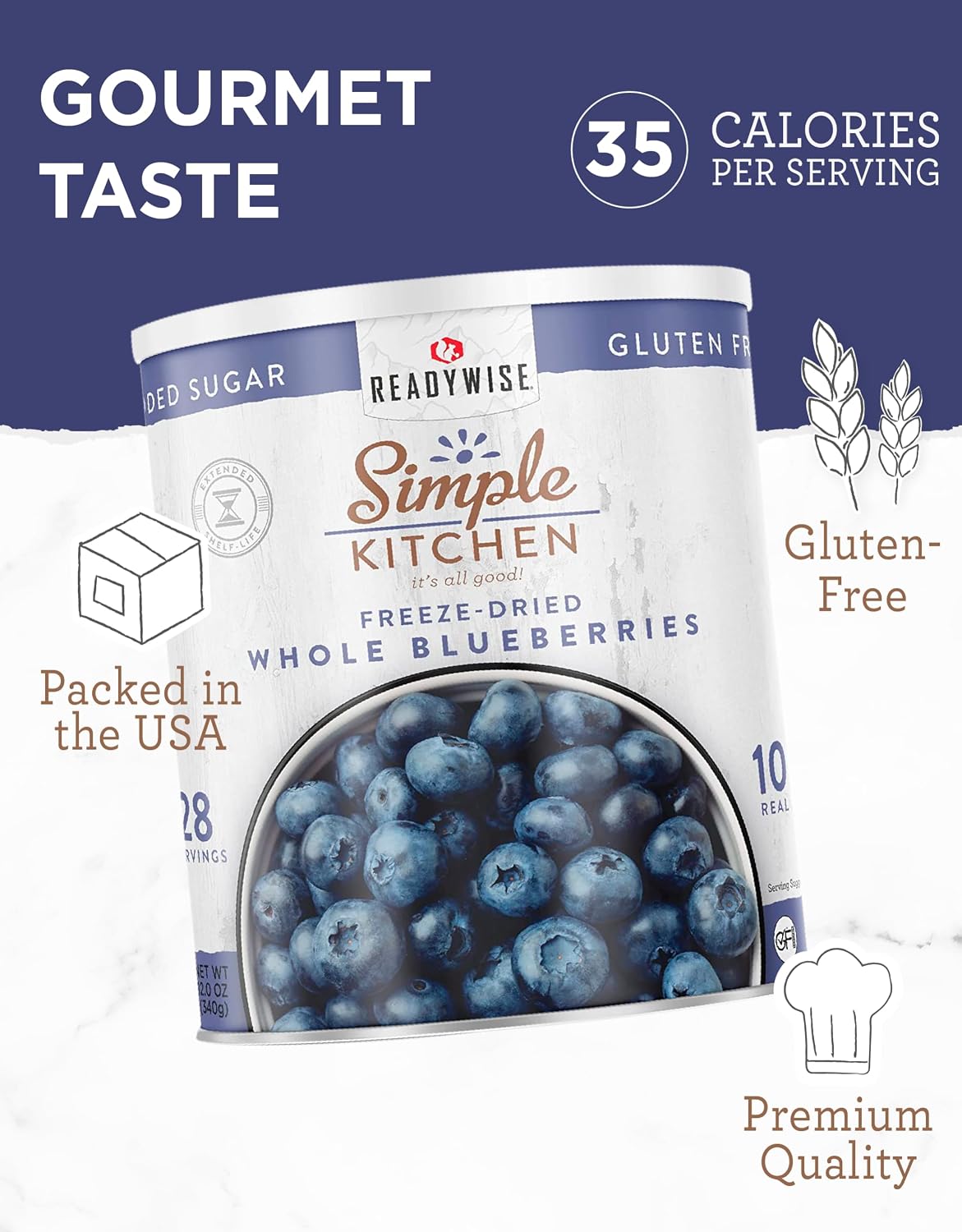 SIMPLE KITCHEN Camping and Outdoors, Freeze Dried Blueberries 28 Servings