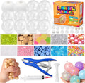 RYOXZEL DIY Stress Ball Making Kit, 12pcs Squishy TPR Ball Skins with 1lb Fillers, Make Your Own Squishies Set, Air Pump & Expander Tool Ties, Fidget Sensory Craft Kit for Stress Relief