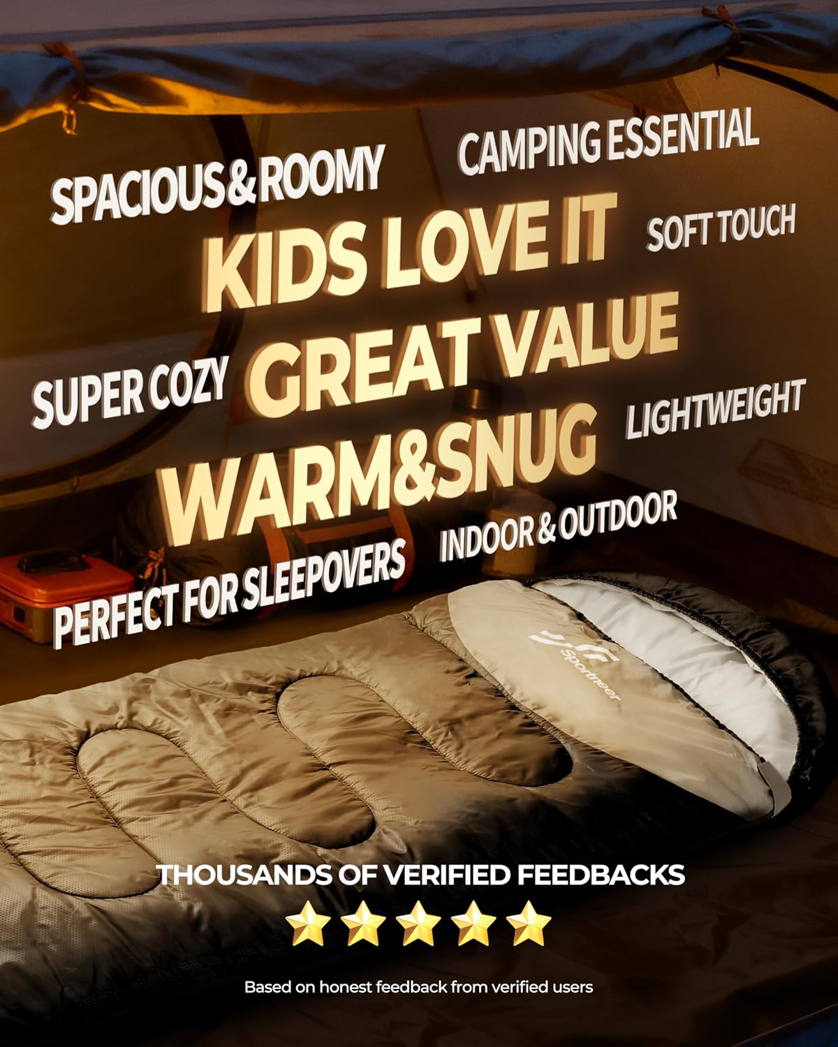 Sportneer Sleeping Bag for Adults Kid Waterproof lightweight Camping Hiking