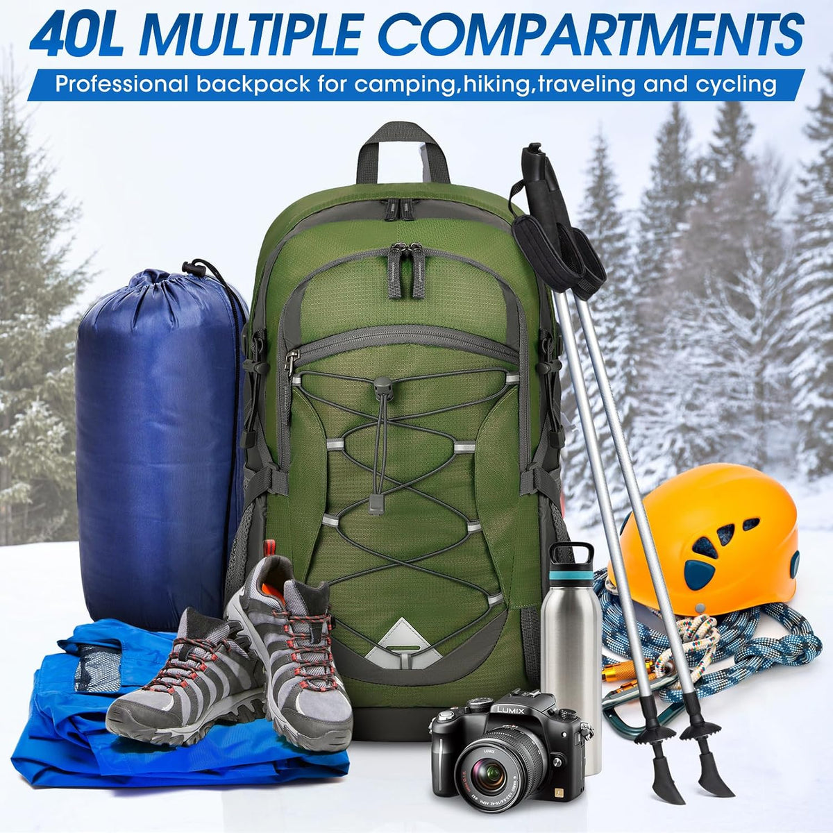 IGOLUMON Hiking Backpack 40L Packable Lightweight Camping Daypack Men Women