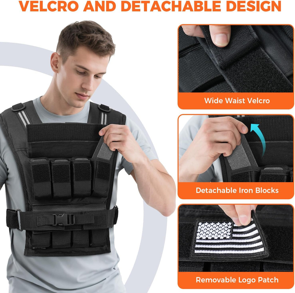 BAGAIL Weighted Vest Men, 20lb/30lb/40lb Adjustable Weight Vest for Woman with Removable Iron Weights, Women’s Rucking Vest for Walking, Workout, Running, Strength Training