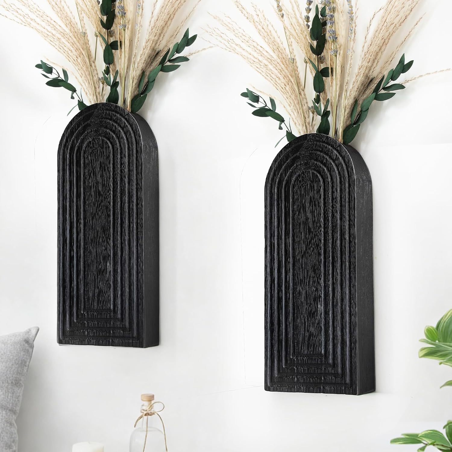 Handmade Wooden Wall Vases Set of 2 for Plants