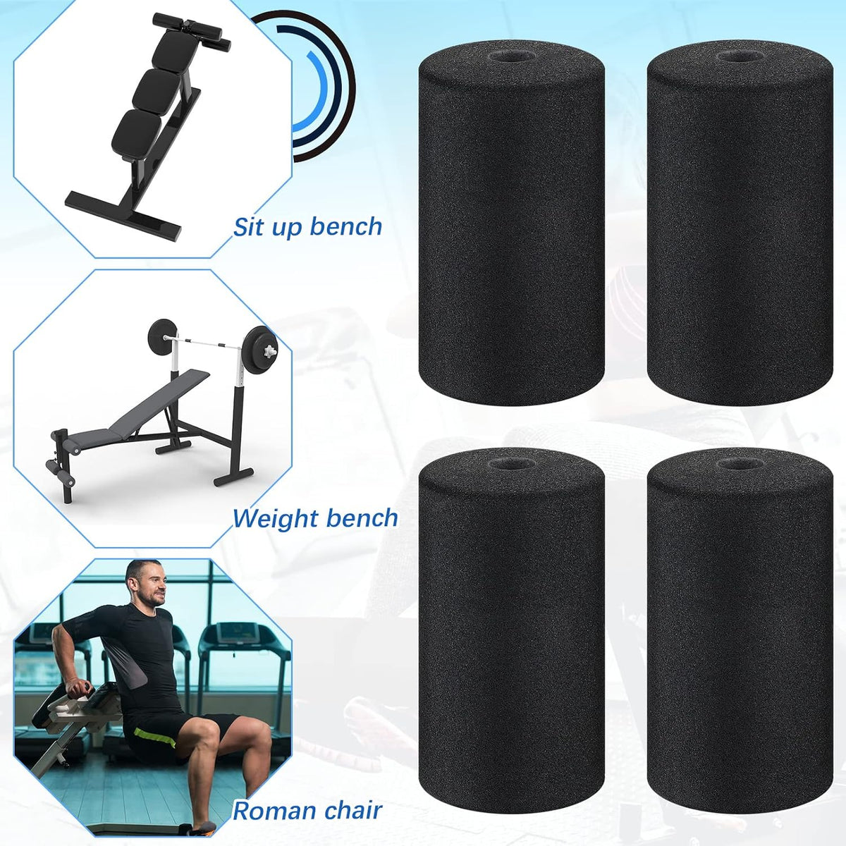 Deekin 8 Pcs Foam Roller Foot Pads for Gym Machines Equipment Replacement