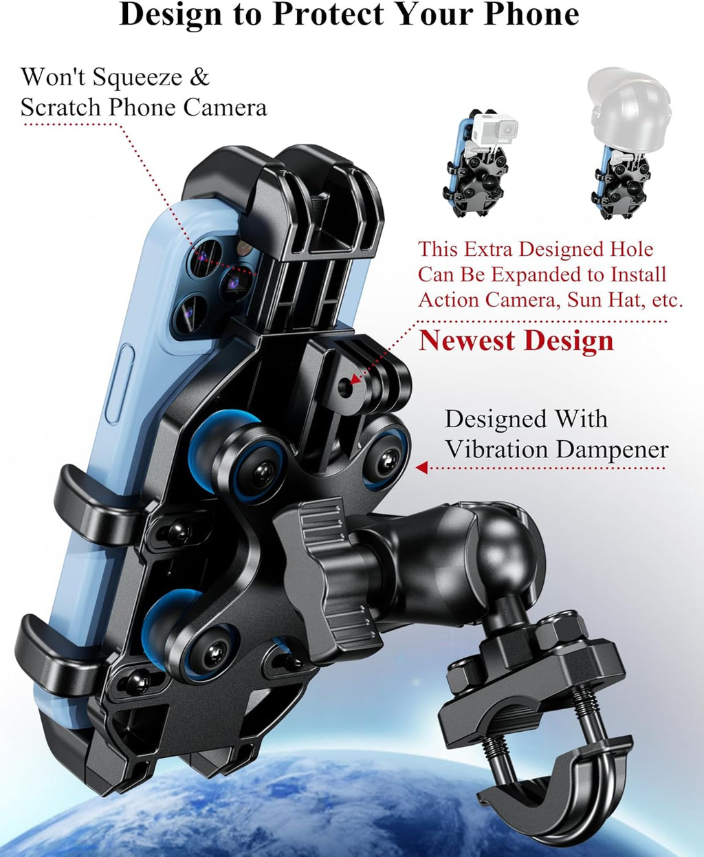 BRCOVAN Motorcycle Phone Mount Holder with Vibration Dampener
