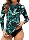 Tanst Sky Women's Rash Guard Swim Top Long Sleeve Bathing Suits UV Shirt Zipper Rashguard Swimsuit