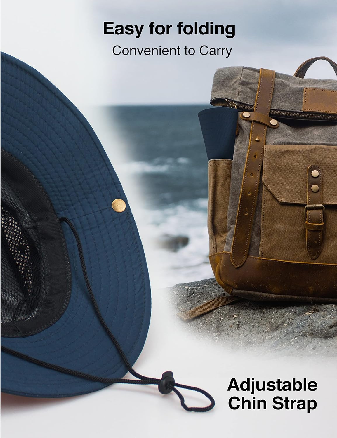 Sun Hats for Men Women UPF 50+ Wide Brim Bucket Hat Waterproof Packable Cowboy Hat for Fishing Beach Safari Gardening Golf