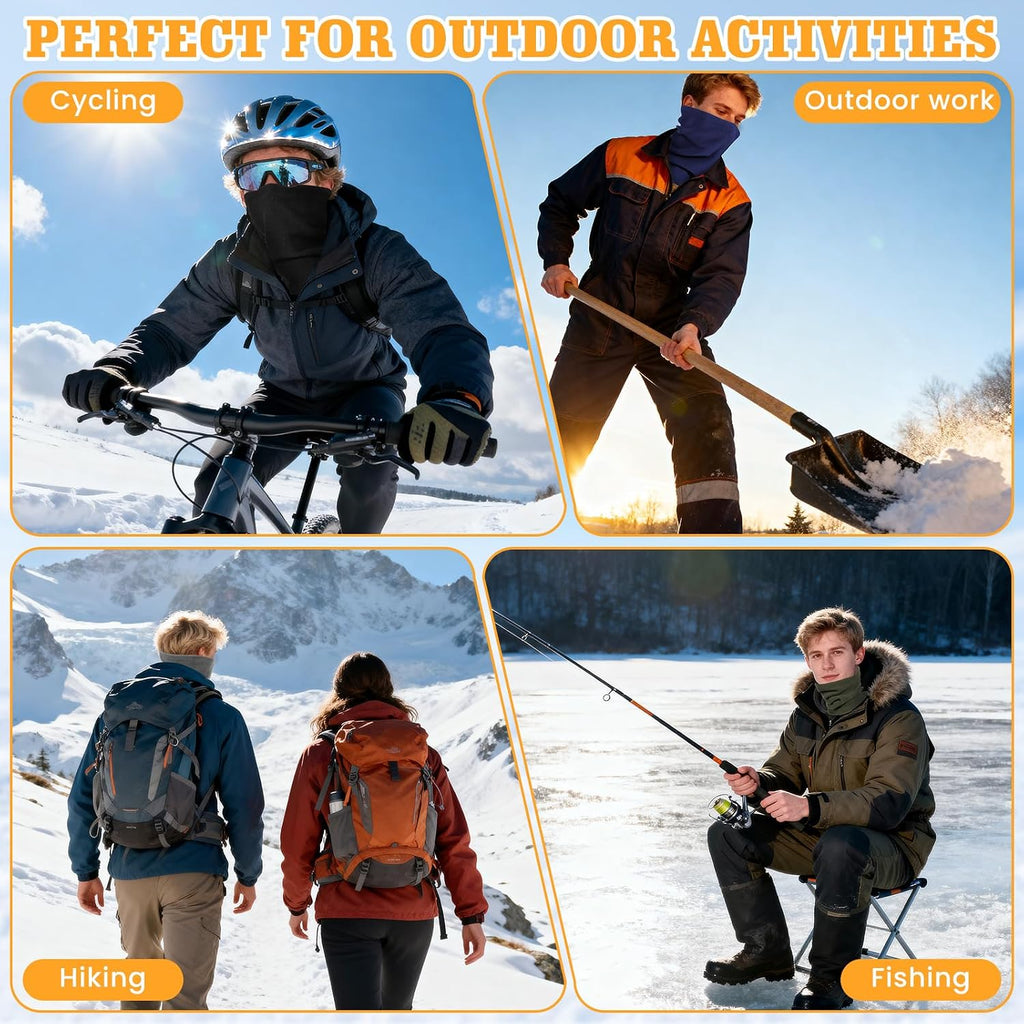 Winter Neck Warmer Gaiter: 4 Pack Windproof Fleece Face Cover