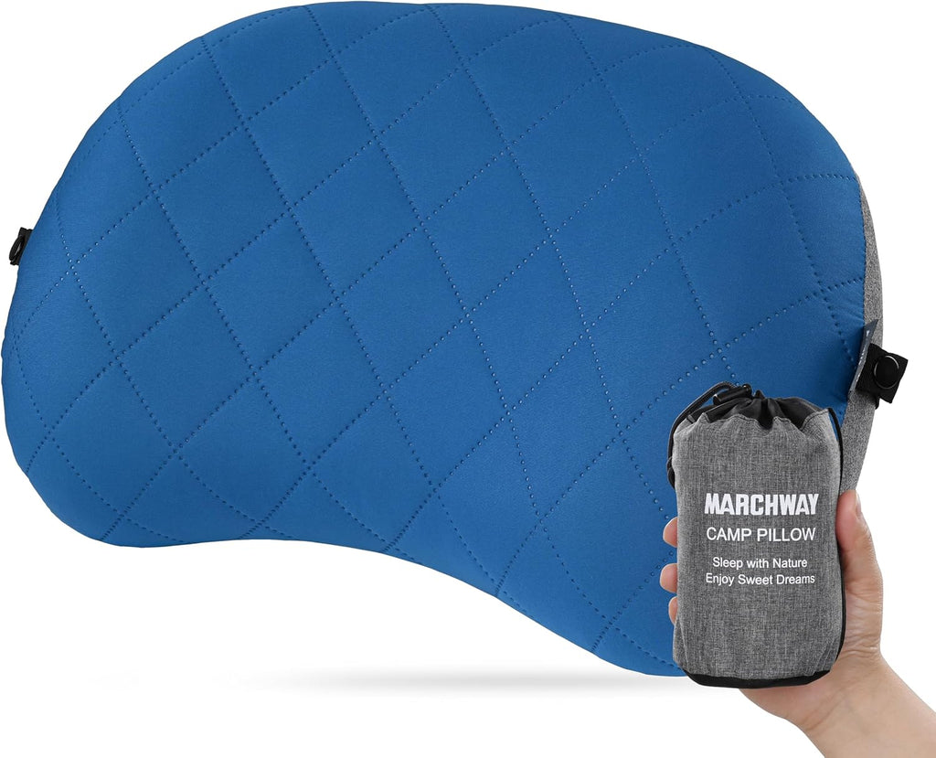 MARCHWAY Ultralight Inflatable Camping Pillow with Soft Washable Cover, Compact Compressible Portable Travel Air Pillow for Outdoor Camp, Sport, Hiking, Backpacking Sleep (Black)