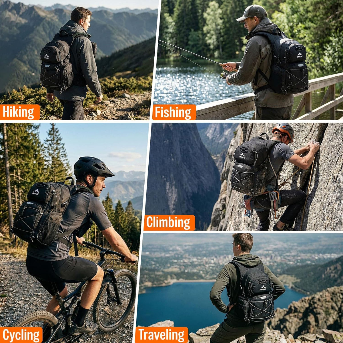 25L Hydration Hiking Backpack with Water Bladder, Detachable Phone Pouch