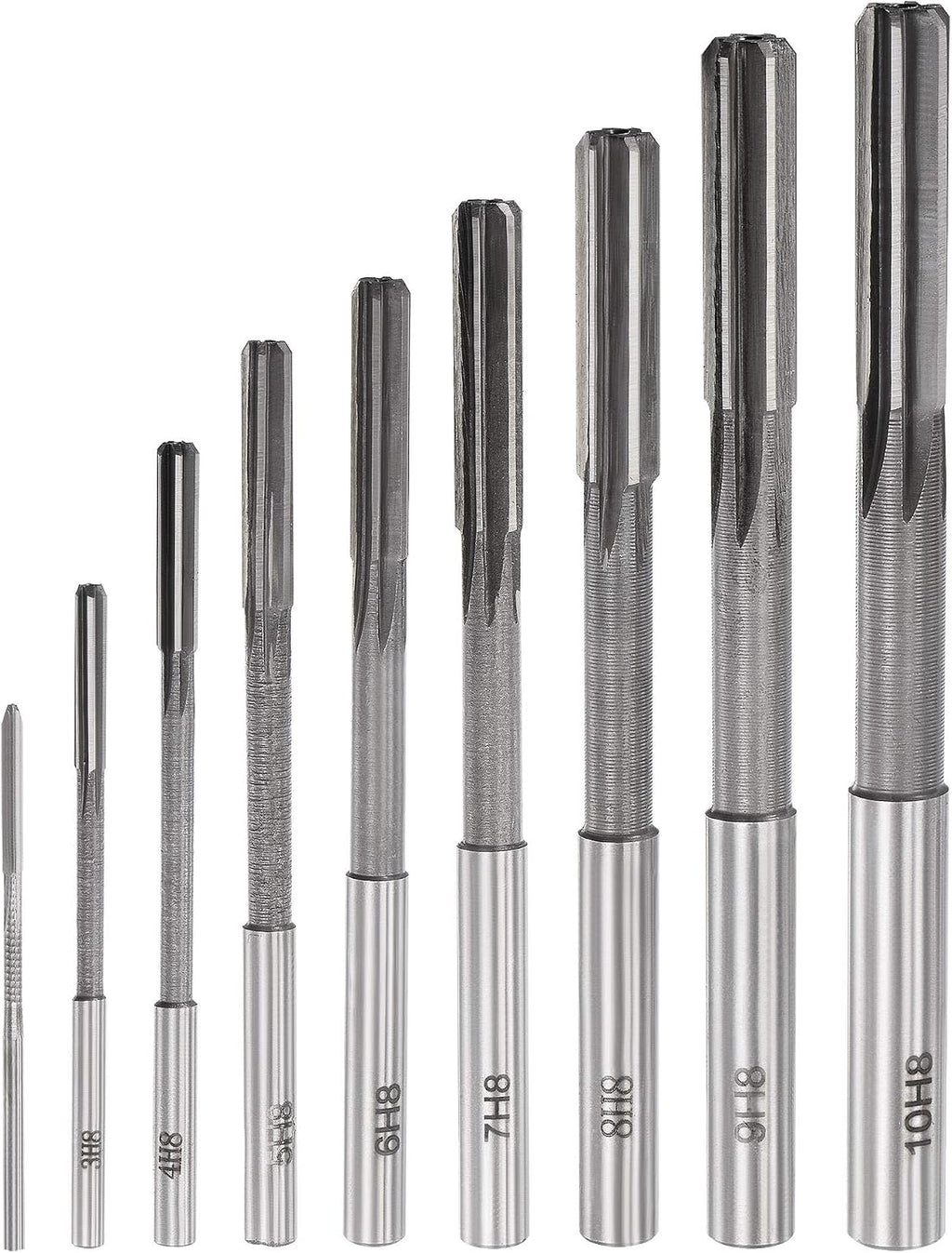 uxcell Chucking Reamer Set Lathe Machine Reamer Straight Flute Milling Cutter High Speed Steel H8 Tolerance (2mm 3mm 4mm 5mm 6mm 7mm 8mm 9mm 10mm) 9pcs