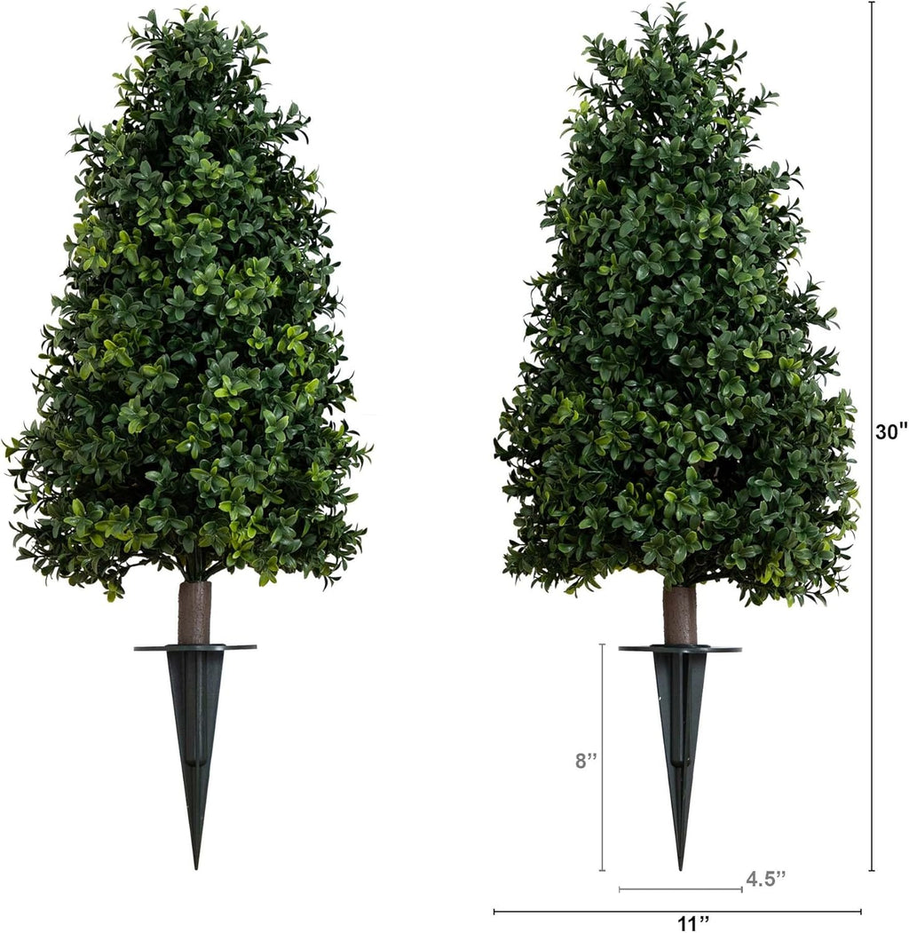 Nearly Natural 2.5 ft Artificial UV-Resistant Boxwood Plant (Set of 2)
