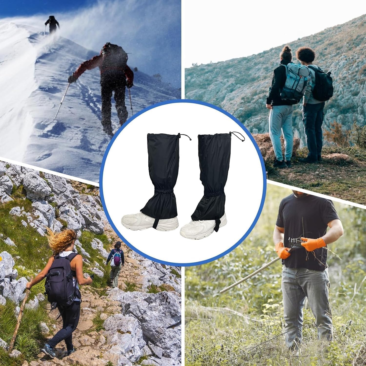 Gators for Hiking Boots,Adjustable Leg Gaiters for Women and Men Boots, Waterproof and Breathable Trail Gaiters for Hiking, Snow and Garden Weeding