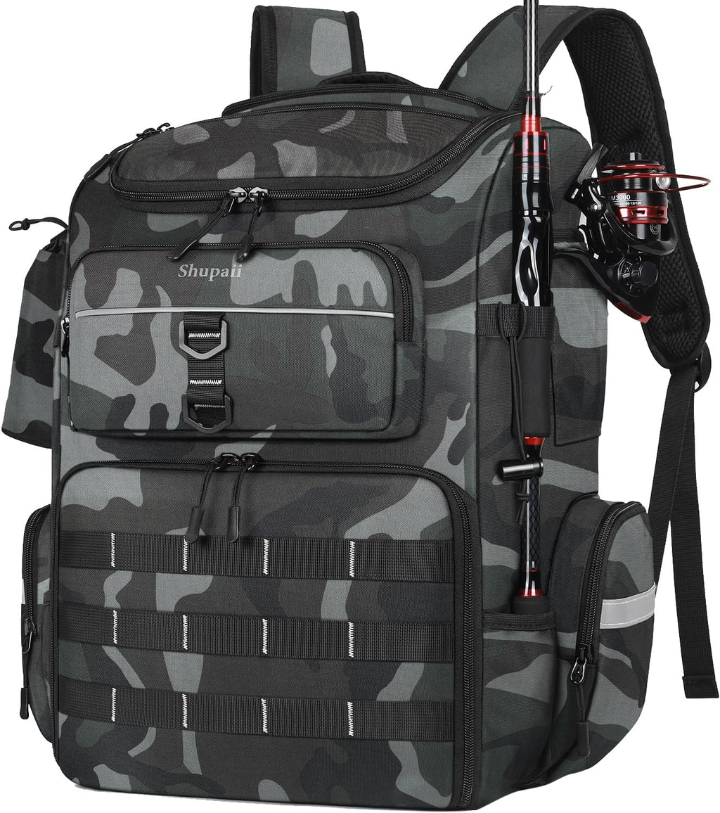Fishing Backpack with 2 Rod Holders, Large Water Resistant Tackle Storage Bag for Fishing Gear, Fishing Bag Gifts for Men