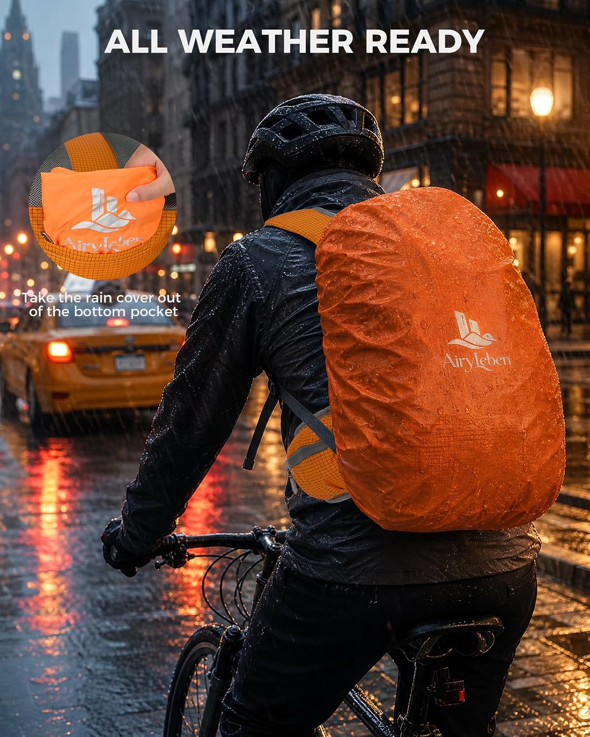 25L Hiking Backpack with Helmet Holder and Rain Cover, Lightweight Camping Travel Day pack Cycling Backpack for Women Men (Orange)