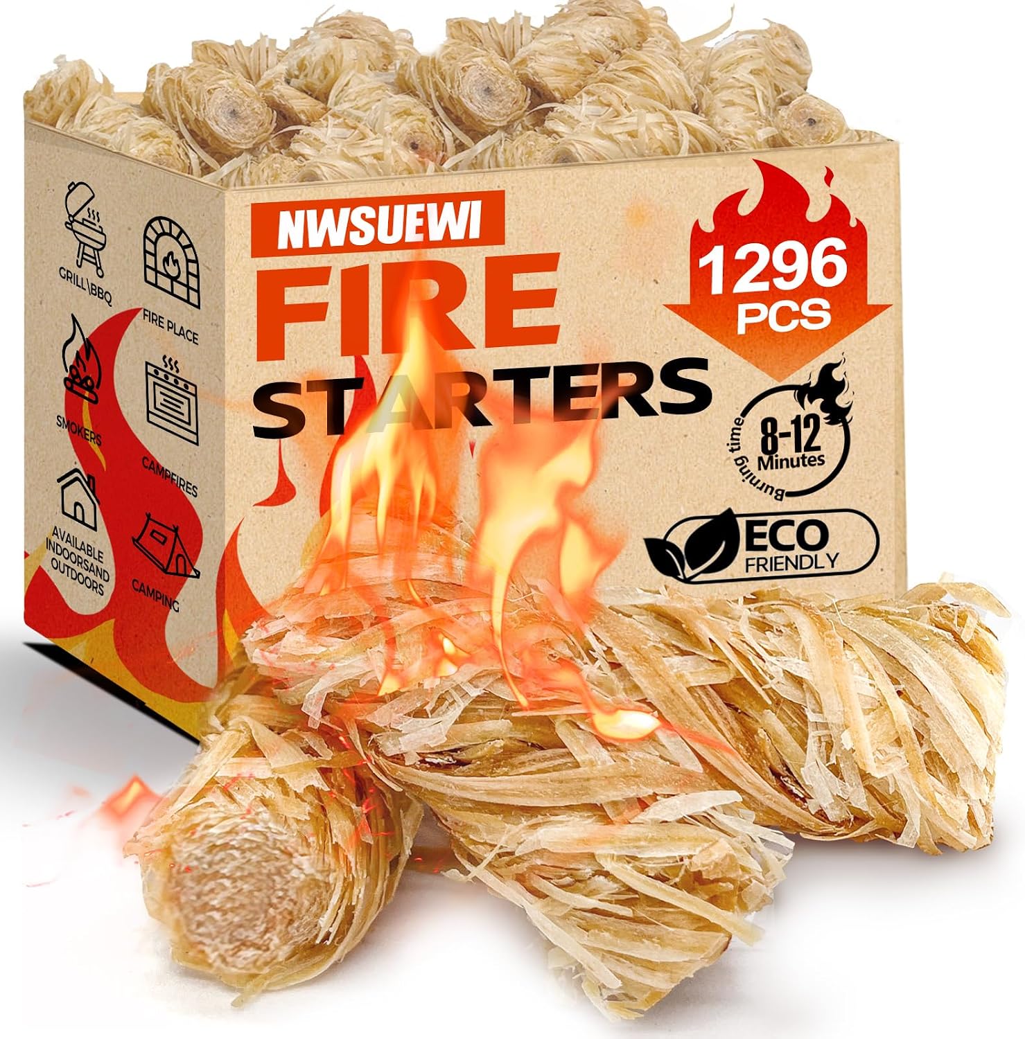 110PCS Fire Starters for Campfires,Quick Light Wood Charcoal Fire Starter