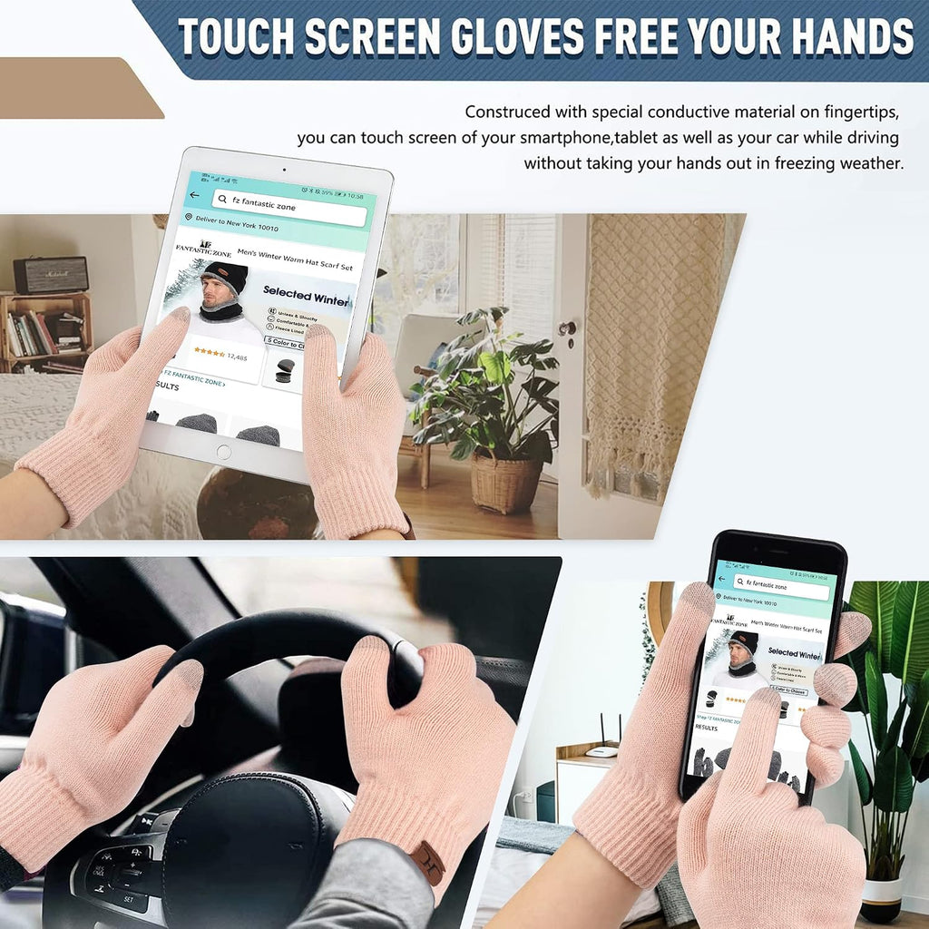 FZ FANTASTIC ZONE Winter Beanie Hats Scarf Touchscreen Gloves for Men Women