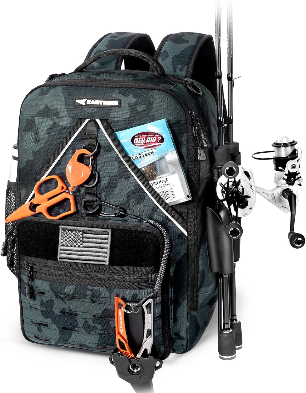 KastKing KastMate Fishing Backpack With 2 Rod Holders, Dark Gray