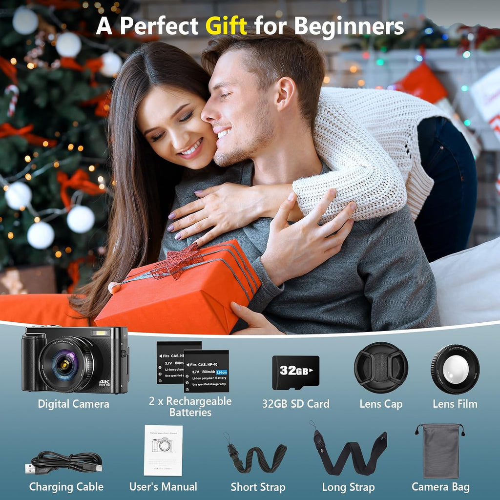 4K Digital Camera for Photography Autofocus, Upgraded 64MP WiFi Vlog Camera