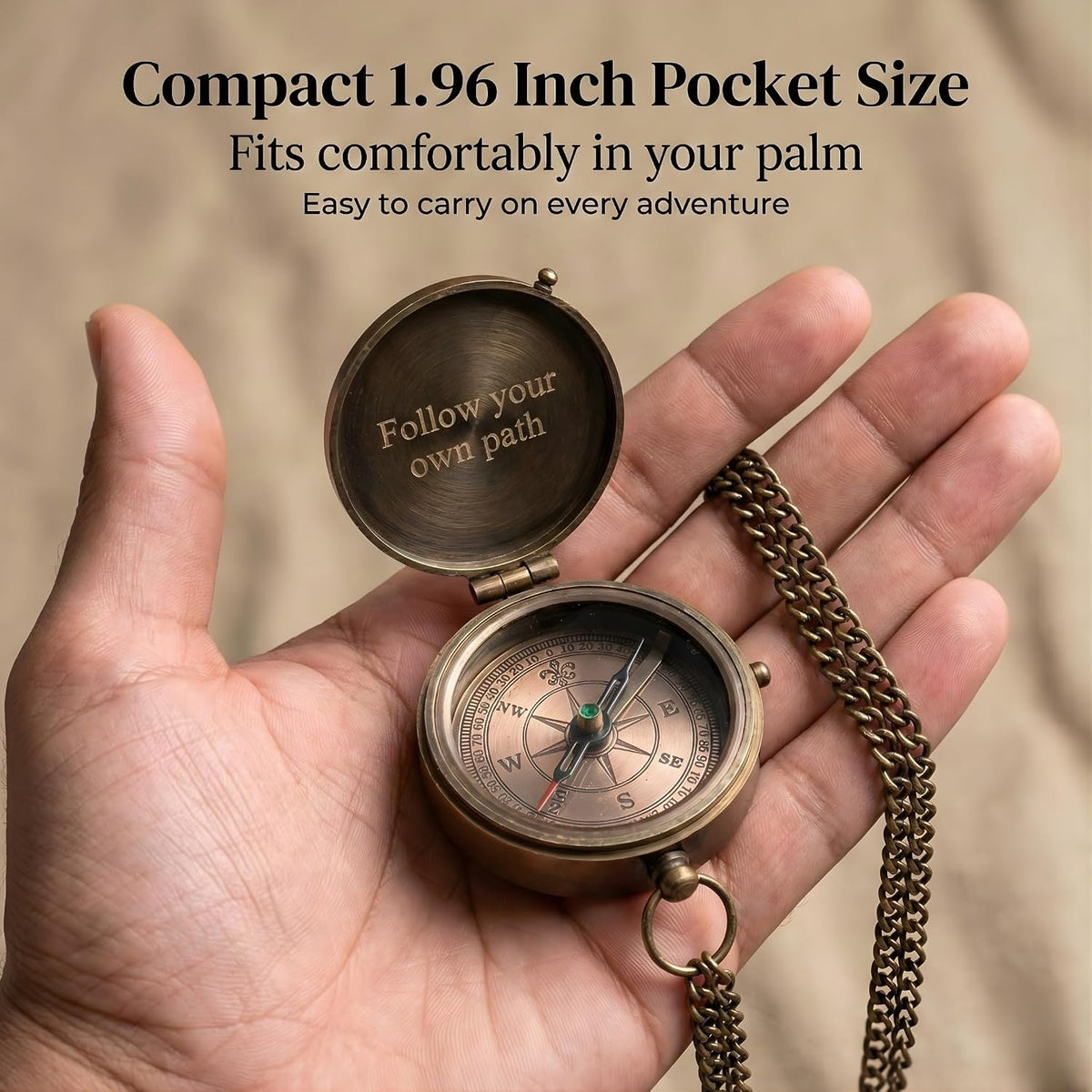 Engraved Brass Pocket Compass Gifts for Men – Vintage Antique Compass