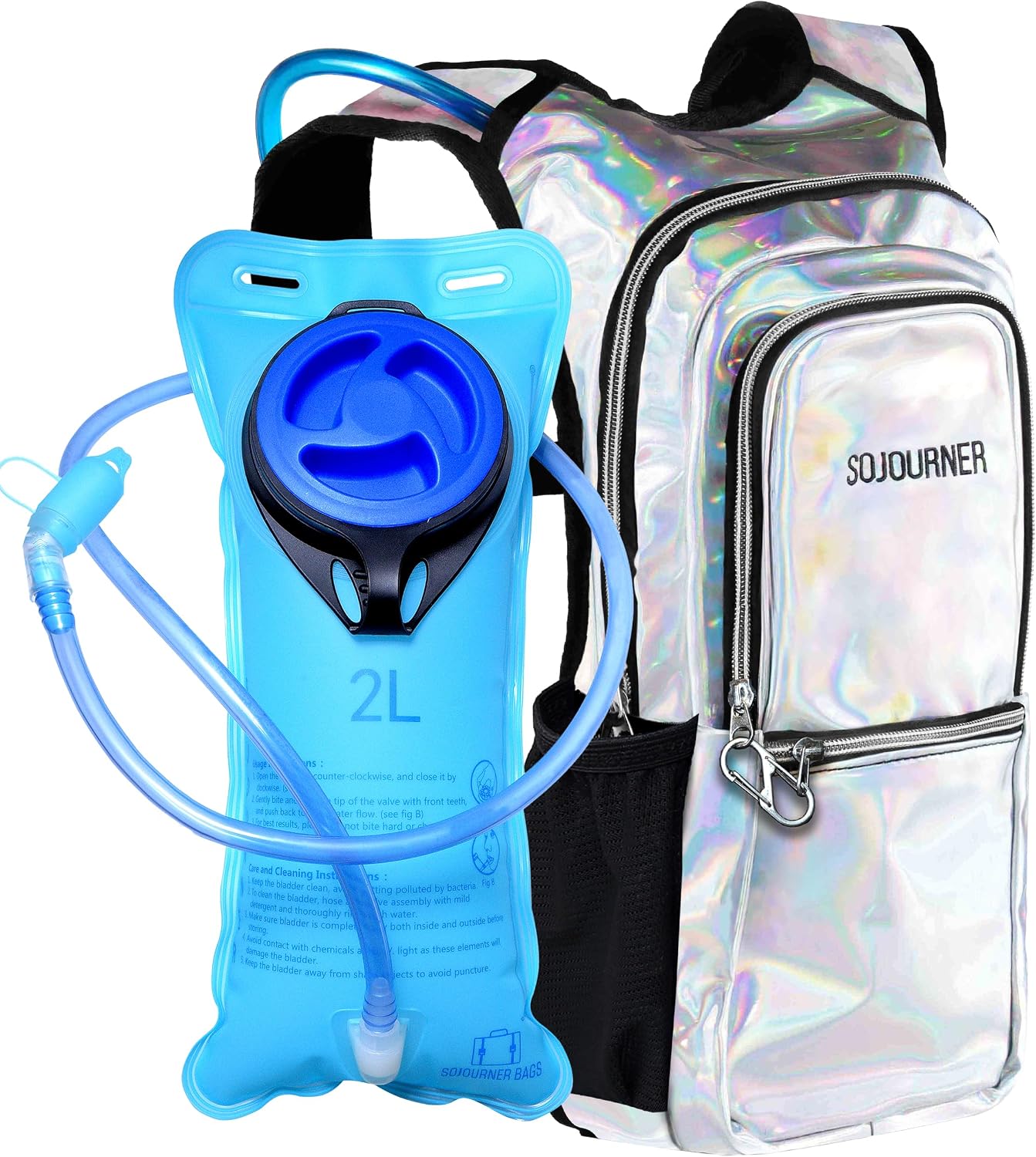 Sojourner Hydration Pack, Hydration Backpack - Water Backpack with 2l Hydration Bladder, Festival Essential - Rave Hydration Pack Hydropack Hydro for Hiking, Running, Biking, Festival Gear