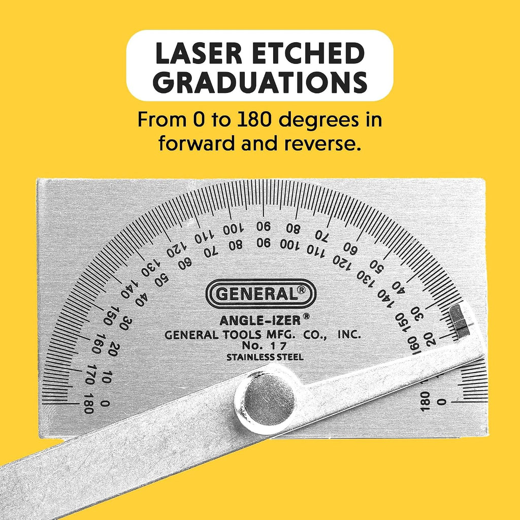 General Tools Square Head Protractor & Angle Finder for Carpentry & Framing